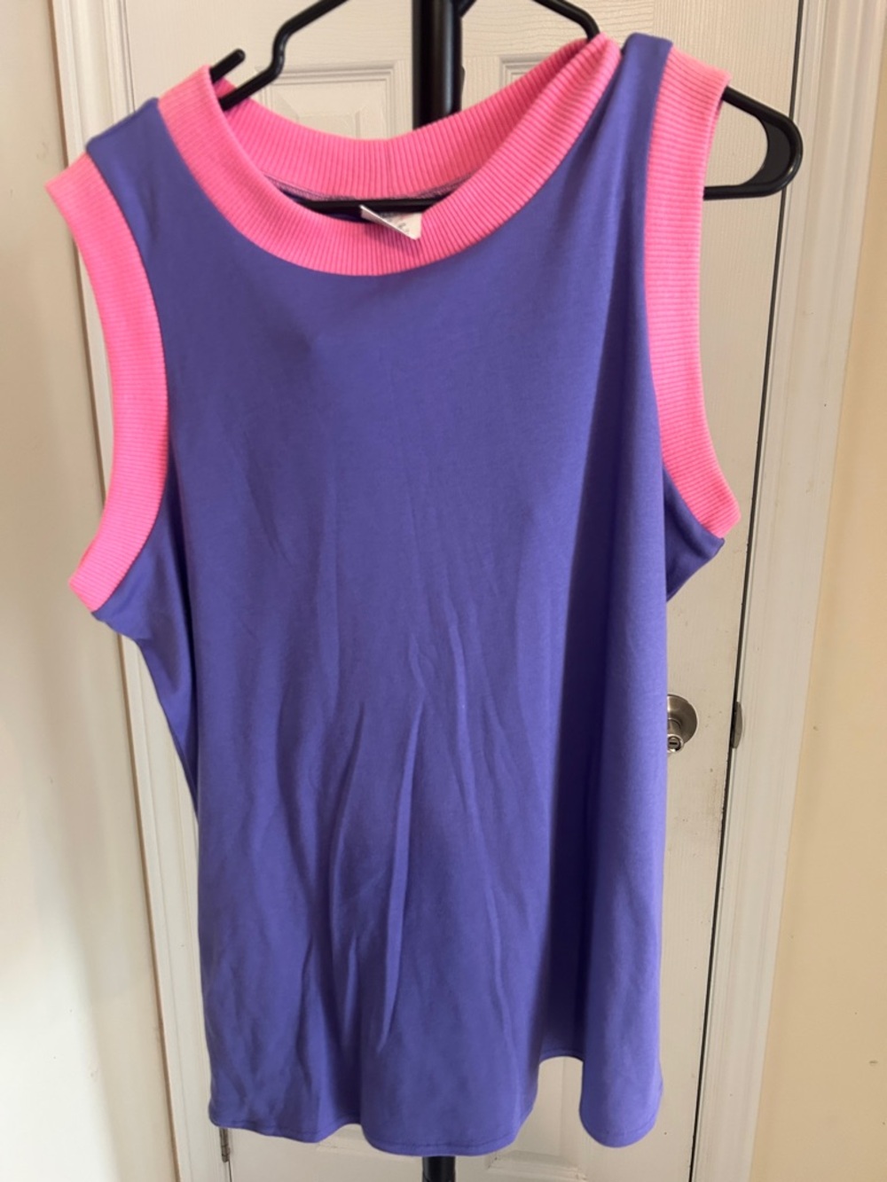Sleeveless Purple Tank with Pink Trim